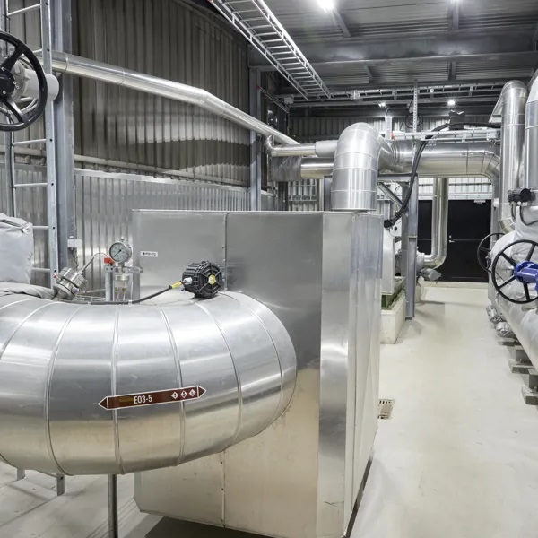 Oil plant silver colored machines